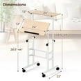 thumbnail image 3 of Costway Bureau Debout Mobile à Hauteur Réglable avec Plateau Inclinable et 2 Crochets Suspendus, 3 of 10