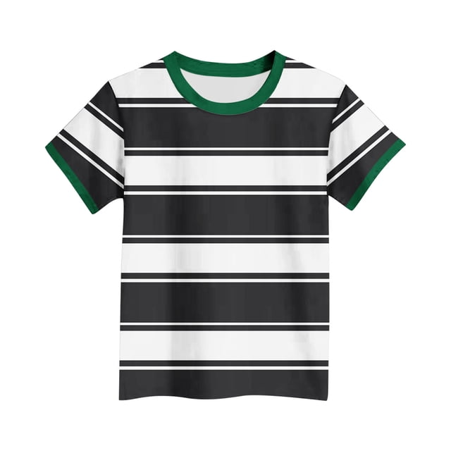 WRKEKC T-Shirts pour Garçons, Hauts d'Été pour Garçons, T-Shirts d'Été Décontractés de Sport pour Enfants à Rayures Imprimées à Manches Courtes à Col Rond