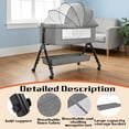 thumbnail image 3 of Baby Bassinet 5 in 1,Baby Bedside Bassinet with DiaperTable, Mosquito Net, Mattress, Storage Layer, Can BeStored in One Button Travel Crib (Beige), 3 of 6