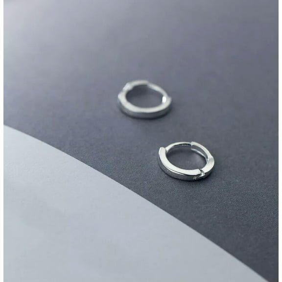 EOEMY 925 Sterling Silver 9mm Hinged Sleeper Creole Hoop Earrings For Women/Men