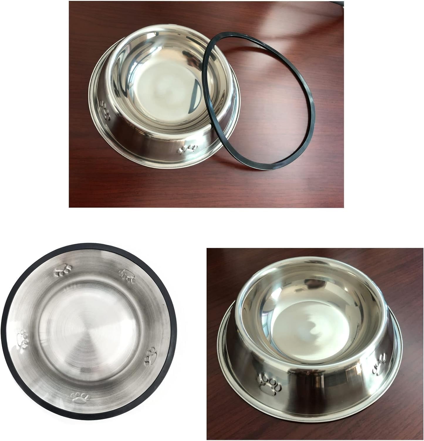 Kiibsot 2 Pack Stainless Steel Dog Bowls, Dog Feeding Dishes, Anti-Turn Over Pet Food Bowls with Rubber Base, Small Medium Large Pet Feeder for Food and Water