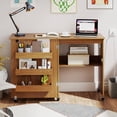 thumbnail image 4 of Costway Folding Sewing Table Rolling Craft Station with 3 Storage Bins & Charging Station Natural, 4 of 11