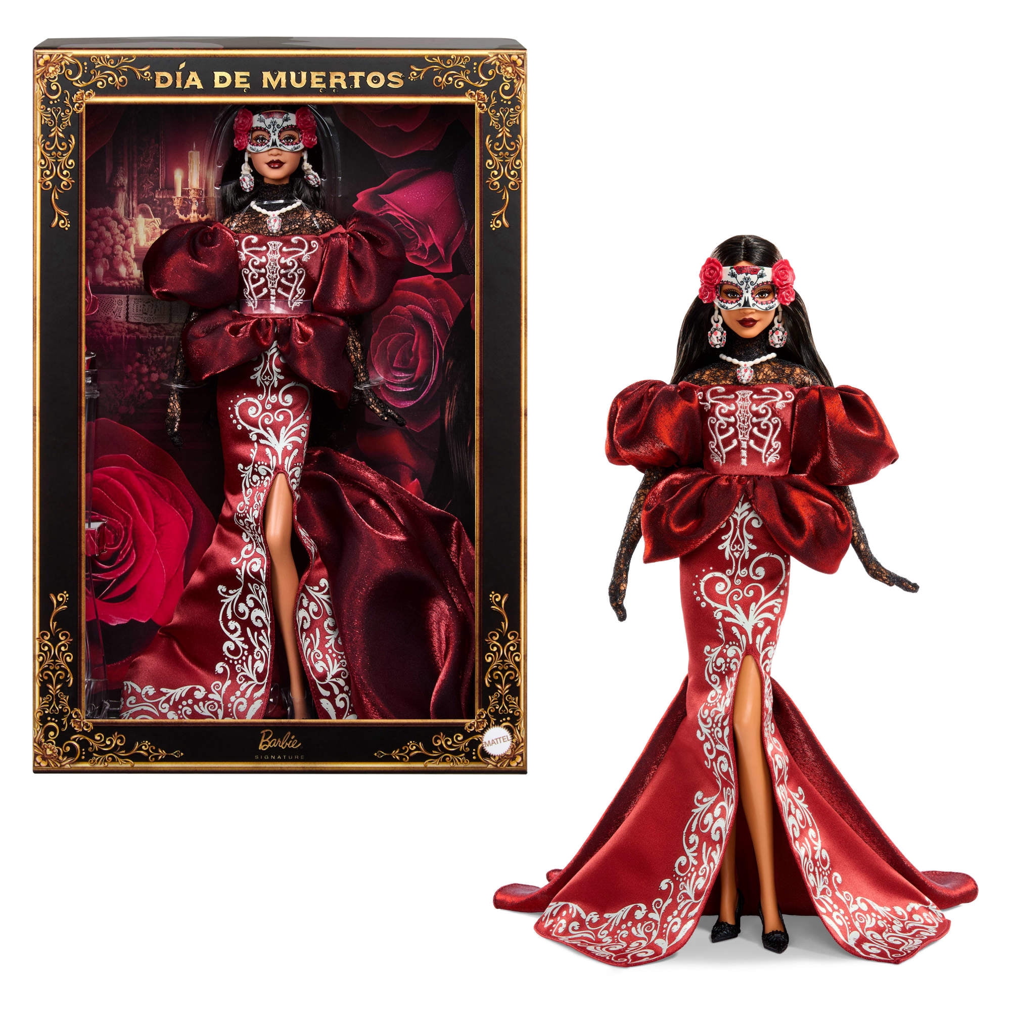 Barbie 2026 Día De Muertos Doll in Satin Mermaid Dress and Removable Calavera Mask