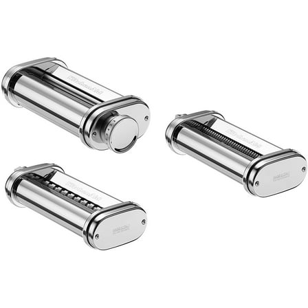Kitchenaid KPRA Pasta Roller and cutter for Spaghetti and Fettuccine Stand Mixer Attachments, Metal Silver, 112 oz, 3 Pack