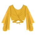 thumbnail image 5 of Alvivi Womens Belly Dance Outfits Flare Sleeve Crop Tops with Sequin Irregular Hem Skirts Set Yellow One Size, 5 of 7