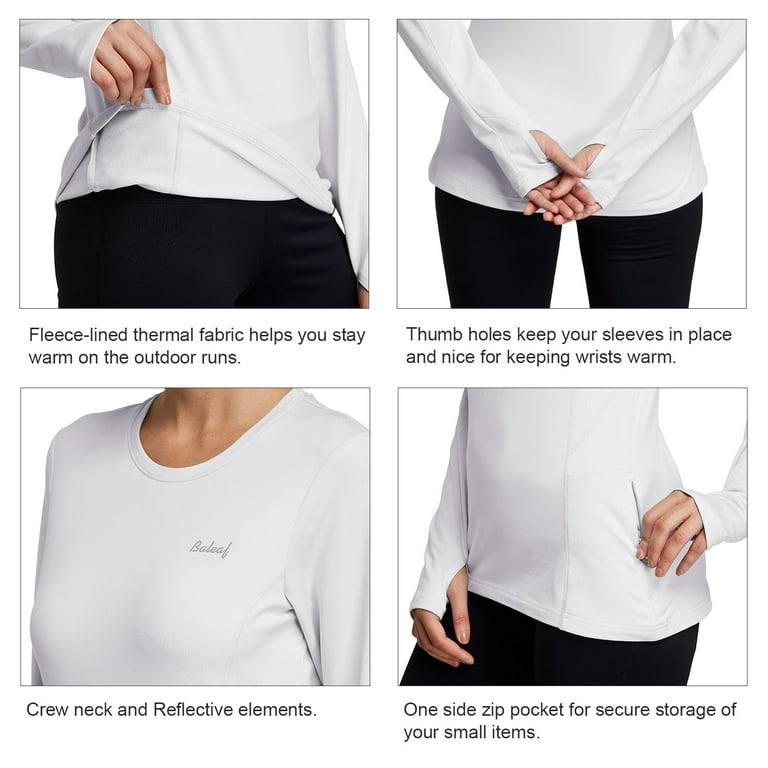 Baleaf Women's Thermal Fleece Tops Long Sleeve Running t-Shirt