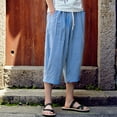thumbnail image 5 of Dezsed Mens Capri Long Shorts Harem Pants Men's Casual Slim Sports Pants Calf-Length Linen Trousers Baggy Harem Pants Sky Blue M, 5 of 5