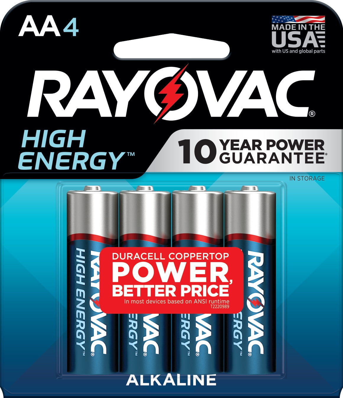 Rayovac High Energy AA 1.5V Alkaline Batteries, 4 count