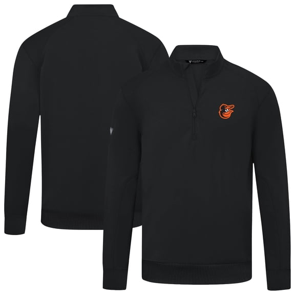 Men's Levelwear  Black Baltimore Orioles Upright Insignia Tri-Blend Quarter-Zip Pullover