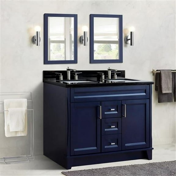Bellaterra Home 400700-49D-BU-BGR 48 in. Double Rectangle Sink Vanity with Galaxy Granite Top, Blue & Black