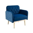 thumbnail image 4 of Velvet Accent Chair, Modern Tufted Upholstered Armchair with Arms and High Back, Comfy Leisure Single Sofa Chair with Golden Metal Legs for Living Room Bedroom, Navy, 4 of 7