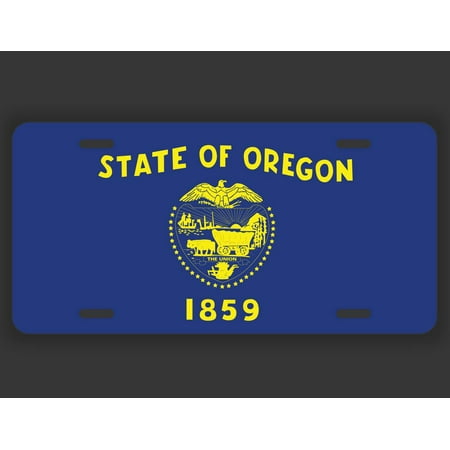 Oregon State Flag License Plate Tag Vanity Novelty Metal | UV Printed Metal | 6-Inches By 12-Inches | Car Truck RV Trailer Wall Shop Man Cave |