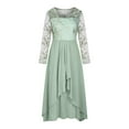 thumbnail image 2 of WTXUE Robe à Manches Longues, Robe Longue en Mousseline Patchwork à Col en V Ajourée pour Femme, Robes de Soirée Demoiselle d'Honneur Robe Décontractée, Robe en Tulle Femme, Robe en Maille, Robe Verte, 3# Vert m, 2 of 5