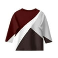 thumbnail image 4 of CCRFTGI Girls Tops Size 13-14 3/4 Sleeve Shirts Fall Cute Wine Shirts Kids Crewneck Size 10-12 Ribbed Knit Tshirt Trendy Plain Tween Girls Color Block Clothes Wine 13-14 Years, 4 of 4