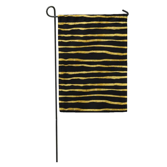 SIDONKU Shiny Gold and Black Torn Stripes Faux Pattern Sparkle Garden Flag Decorative Flag House Banner 12x18 inch