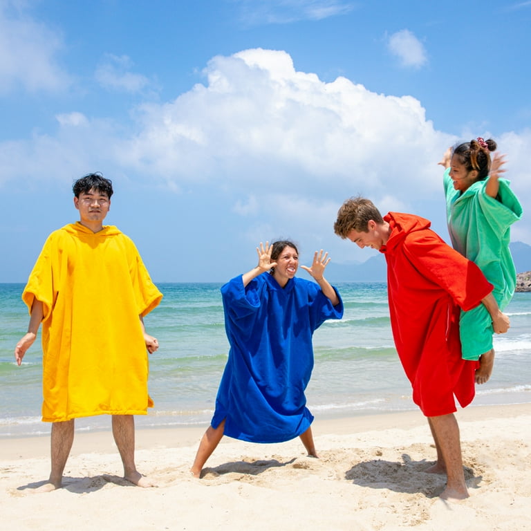 Winthome Surf Poncho Changing Robe with Hood and Pocket Microfiber Changing Towel Poncho Yellow for Surfing Beach Swimming Outdoor Sports Walmart