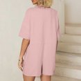 thumbnail image 4 of ZVAVZ Women's Summer Casual Jumpsuits Workout T shirt Rompers V Neck Loose Shorts Solid Color Overalls With Pocket Pink Large, 4 of 7