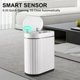 thumbnail image 3 of Automatic Motion Sensor Trash Can - 2 Gallon Slimline for Bathroom, Bedroom, Kitchen, Office - White with Gold Trim, 3 of 18