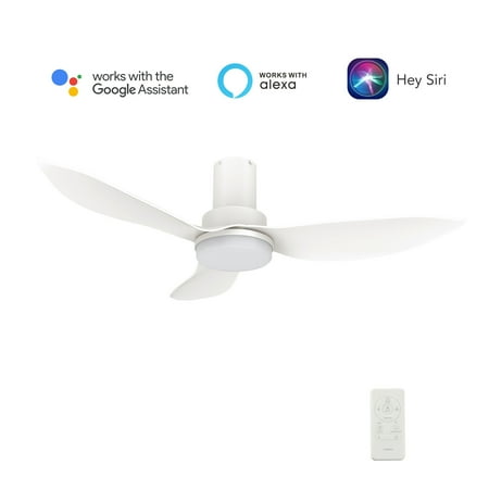 

36 Flush Mount Ceiling Fan with Dim Light and Remote for Smart Home