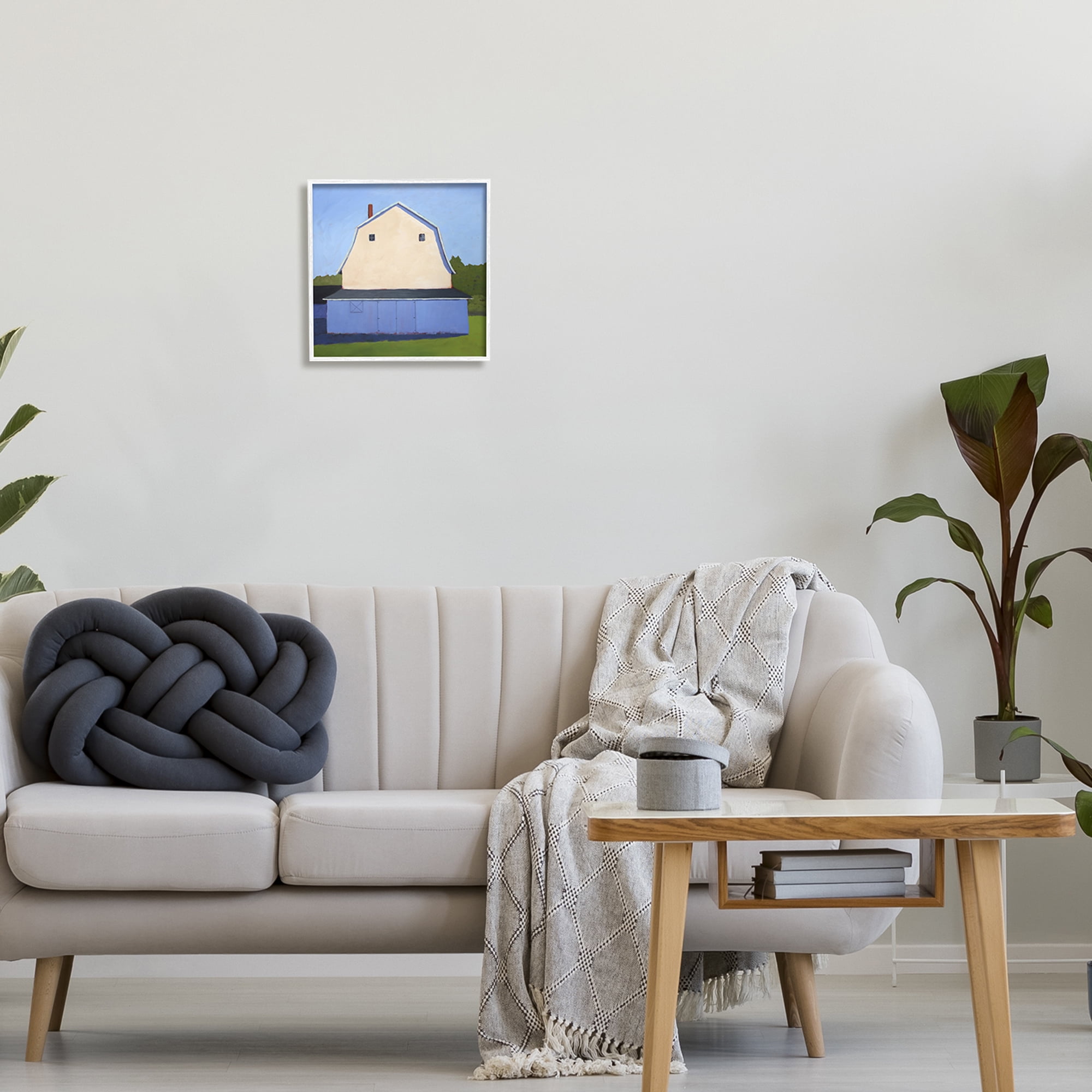 Stupell Industries White Barn Farmland Landscape Landscape Painting White Framed Art Print Wall Art