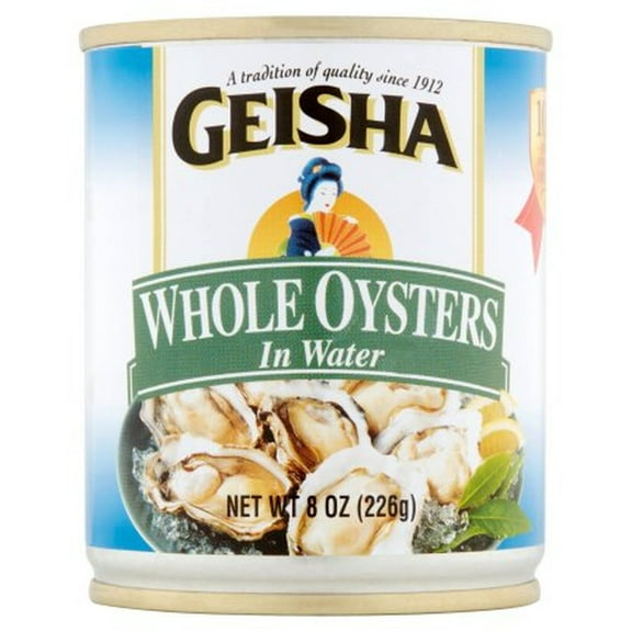 Geisha Whole Oysters in Water, 8 Oz (226g), Ready to Eat in a Can