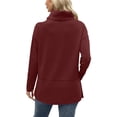 thumbnail image 5 of Work Tops for Women Fall Long Sleeve Solid Color Crewneck High Neck Women'S Blouses Shirts Wine 3XL, 5 of 5