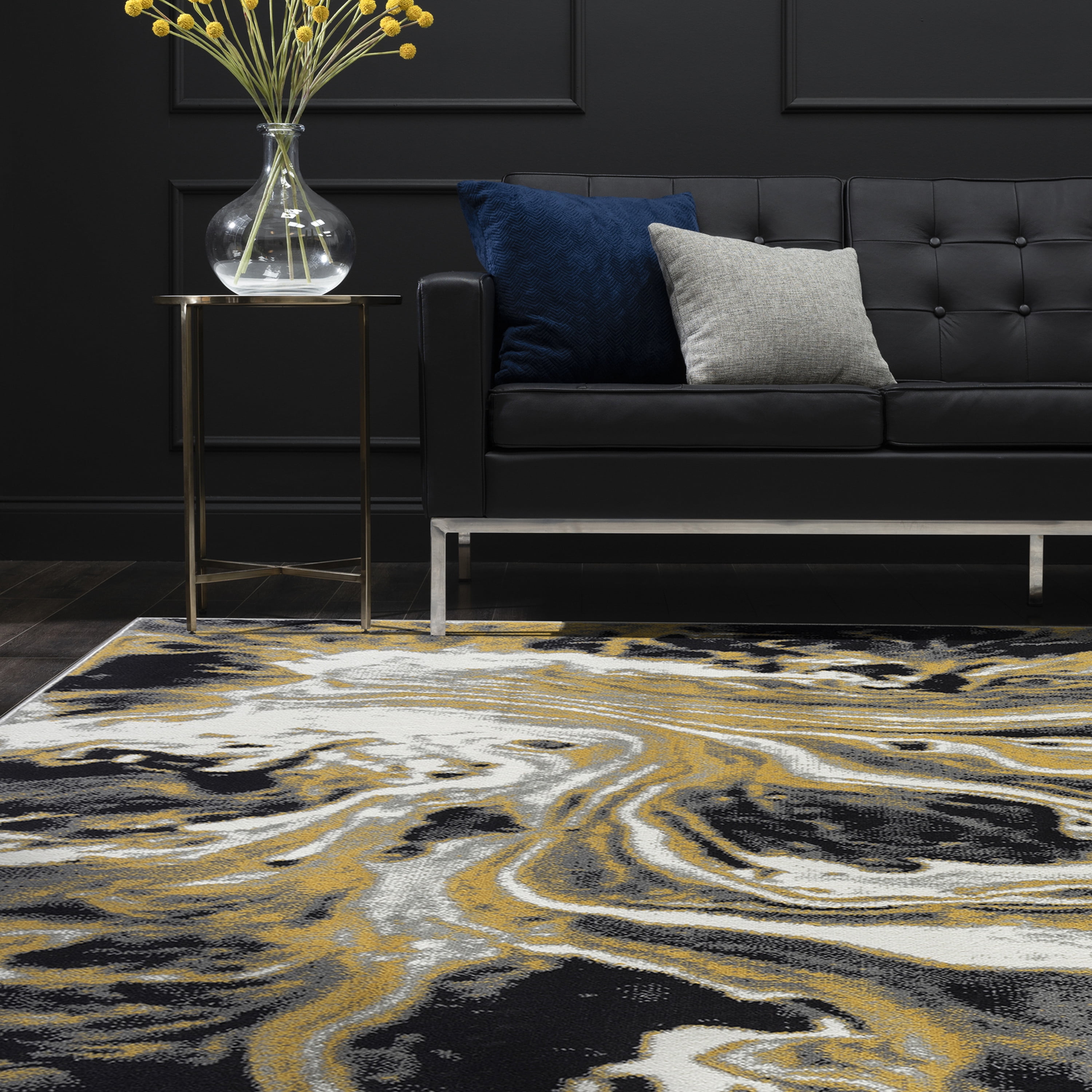 Bliss Rugs Modern Contemporary Abstract Area Rug, Indoor Rugs for Living Room, Dining Room, Bedroom | Yellow, 8' x 10' (7'11''x10'3'')