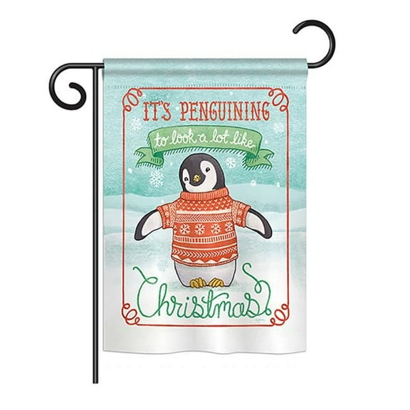 Breeze Decor BD-XM-G-114157-IP-BO-DS02-US Its Penguining to Look Winter - Seasonal Christmas Impressions Decorative Vertical Garden Flag - 13 x 18.5 in.