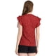 thumbnail image 3 of Blusa de mujer con mangas de mariposa, escote en V y estampado de lunares, color rojo M, 3 of 6