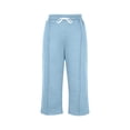 thumbnail image 3 of Capris Sweatpants for Men Wide Leg Drawstring Below Knee Shorts Light Blue Crooped Pants with Pockets Size L, 3 of 8