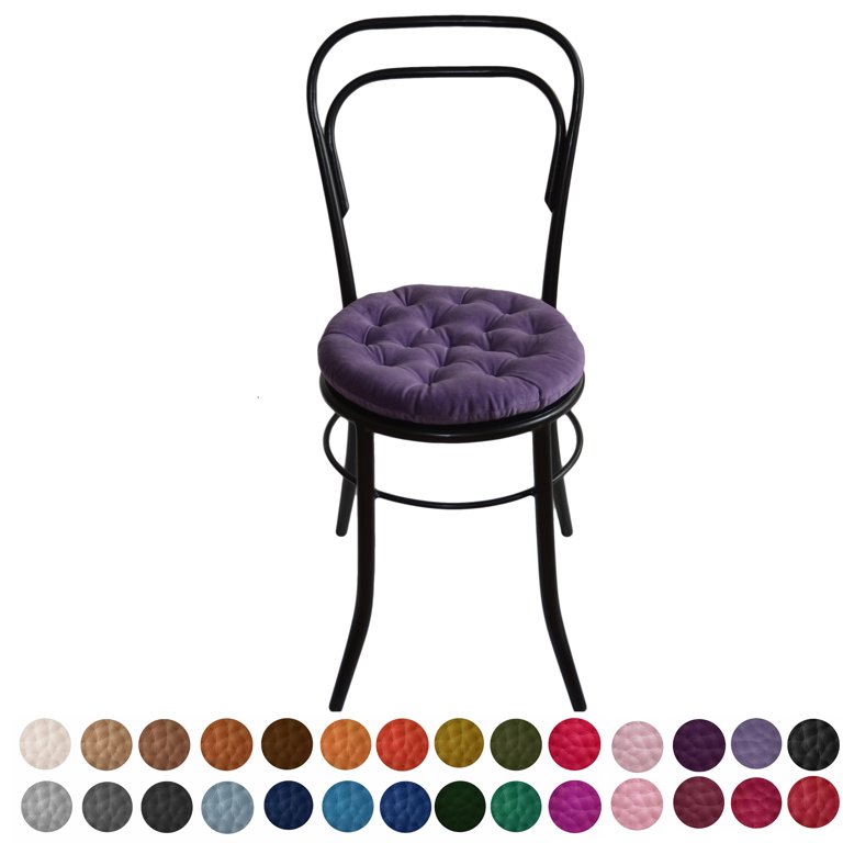 My Infinity Store 16 Plush Round Tufted Chair Pad/Cushions Tie-Backs ( Purple,4 Piece) 