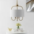 thumbnail image 5 of SAFAVIEH Jemmi 3-Light LED Brass Gold Metal Pendant Light with 100% Off-White Cotton Shade, 5 of 6