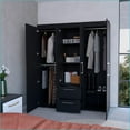 thumbnail image 3 of Chests & Wardrobes, Modern Black 2-Door Armoire with 2 Drawers & 6 Shelves | Wenge | Wood, 3 of 6
