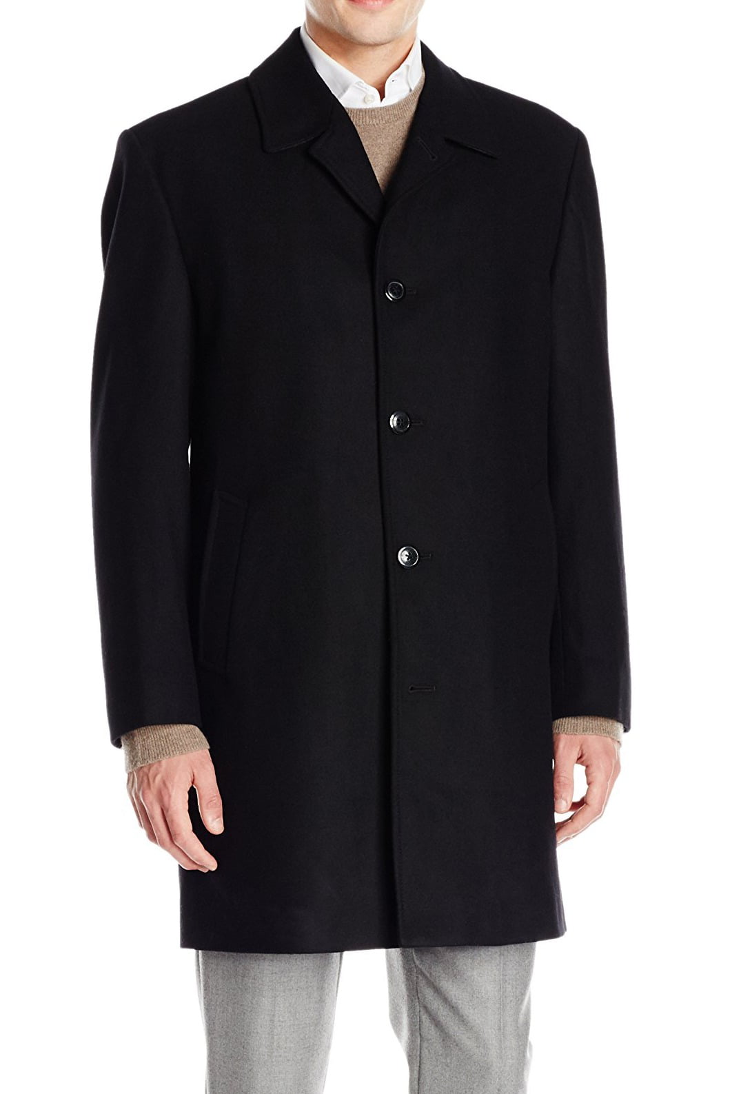 London Fog Deep Onyx Mens Button-Front Coat Wool - Walmart.com