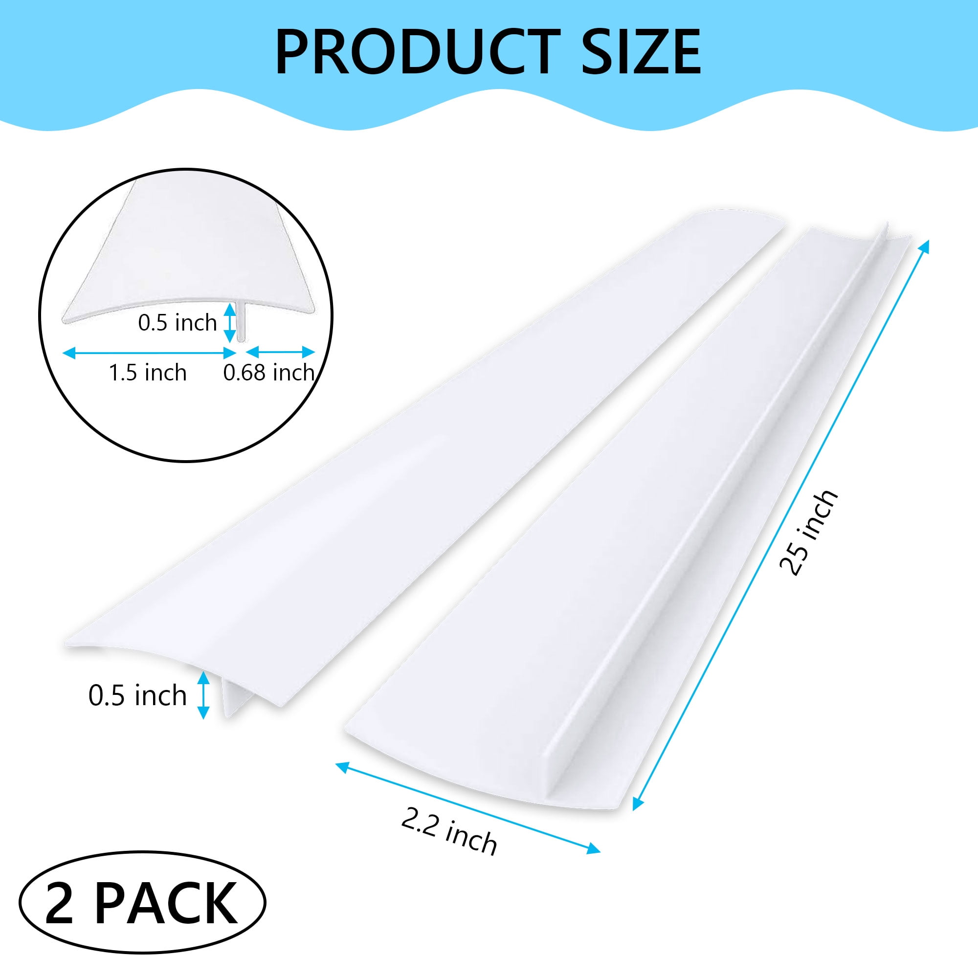 Hengbo  2 pack Silicone Stove Seam Covers 25inch Heat-Resistant, for Cooktop/Countertop/Oven/Washer/Dryer Leaks (White)