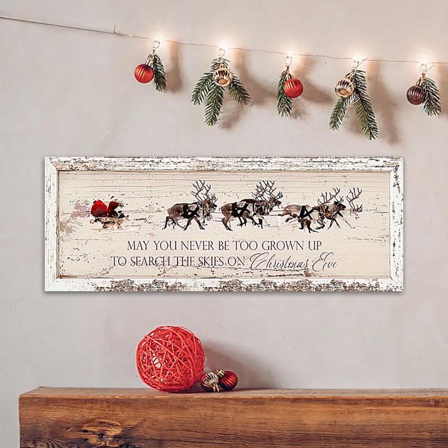 Letrero navideño Que nunca seas demasiado mayor para buscar en los cielos en Nochebuena, letrero de madera, decoración del hogar, letreros navideños divertidos, decoración de pared retro para el