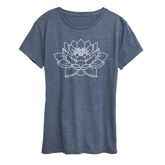 Instant Message - Lotus Flower Outline - Women's Short Sleeve Graphic T-Shirt