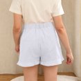 thumbnail image 3 of Cethrio Cotton Linen Shorts for Girls, Summer Loose Fit Elastic Waist Casual Shorts White Size 5-6T, 3 of 6