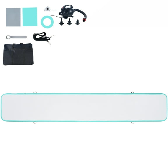KFFKFF Inflatable Gymnastics Mat, 4-inch Thick Air Tumbling Mat, Tumble Track Including Electric Pump, Suitable for Home/Gym/Yoga/Cheerleading/Beach/Park/Water Activities, 20 ft Refreshing Mint Green