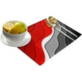 thumbnail image 2 of Modern Placemats Set of 6 Red and Black Geometric Place Mats for Dining Room Dinner Table Grey Abstract Beach Washable Table Mats Kitchen Decorations, 2 of 5