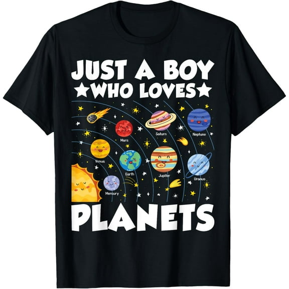 Just A Boy Who Loves Planets Solar System Space Science Geek T-Shirt