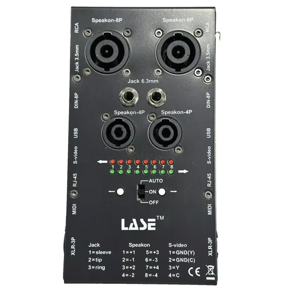 LASE Pro-Audio 11-in -1 Multi-Cable Tester Speakon USB XLR DIN-8P 1/4" 3.5mm RCA