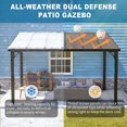 thumbnail image 5 of LZBEITEM 12x10 FT Wall Mounted Hardtop Gazebo Lean to Pergola with Brown Polycarbonate Roof Heavy Duty Steel Posts and Aluminum Frame Attached Patio Cover Outdoor Canopy for Backyard Deck, 5 of 12
