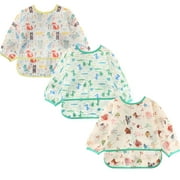 HaimoBurg 3 Pcs Baby Bibs,Long Sleeve Bib,Waterproof Toddler Bibs,0-24 Months