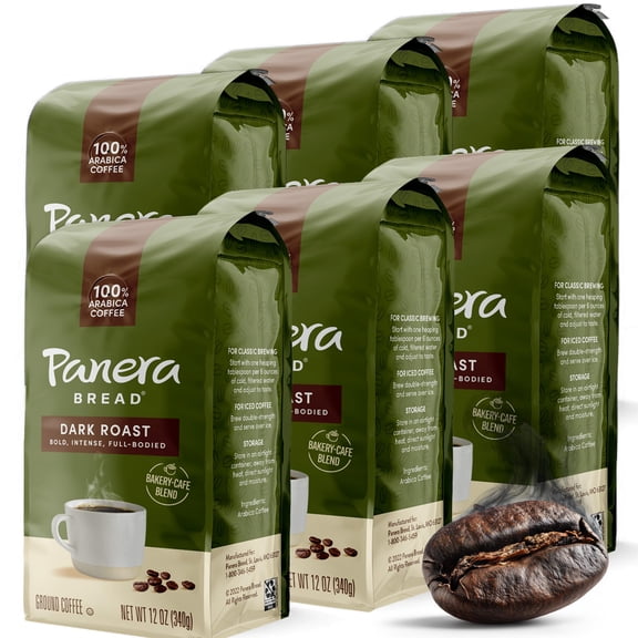 Panera Dark Roast Ground Coffee, 12oz Bag Pack of 6 VT2