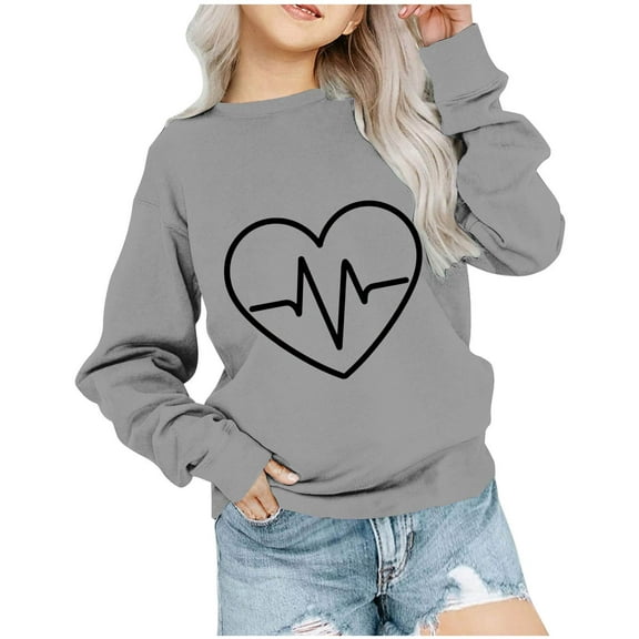 Edvintorg 1-12 Years Toddler Girl Sweatshirt Fall Winter School Clothes Outfit Cute Pattern Printed Crewneck Long Sleeve Pullover Tops Christmas Gift Kids Clothes Boys Children's Clothing