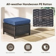 thumbnail image 6 of Planntonneo Outdoor Wicker Ottoman Set of 2, Patio Rattan Footrest Seat with Blue Cushions, Brown Wicker, 6 of 8