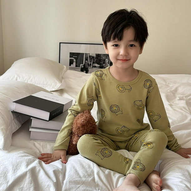 Pijamas de otoño e invierno para niños de clase A, ropa interior térmica de dibujos animados para niños y niñas, con estructura de lana, para el hogar, para bebés, medianos y grandes