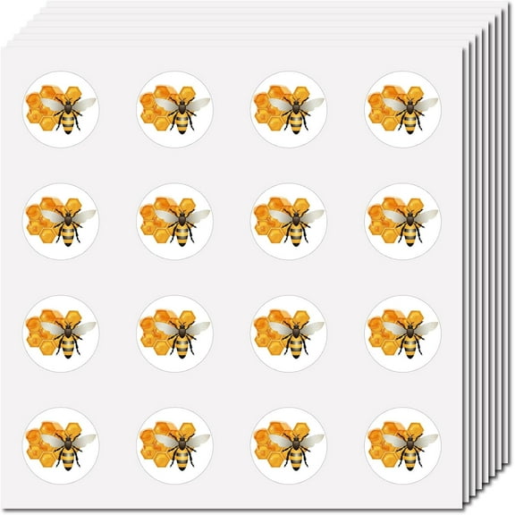 1 Set 128 Pcs Honey Bee Sticker Insect Sticker Small Round Waterproof Self-Adhesive Dairy Scrapbook Planner Paster Decors for Laptop Water Bottle Teacher Rewards Water Skateboard 2.5x2.5cm