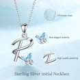 thumbnail image 3 of EUDORA Sterling Silver R Initial Necklaces with Blue Butterfly, Script Letter Alphabet Pendant Jewelry Gift for Women, Friends, 18 inch Chain, 3 of 10